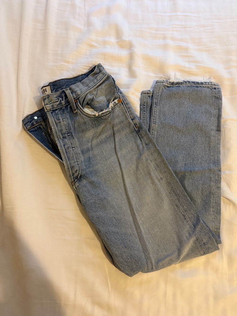 Agolde Light Blue High-Rise Straight Jeans